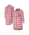 CONCEPTS SPORT WOMEN'S CONCEPTS SPORT RED TAMPA BAY BUCCANEERS SIENNA PLAID FULL-BUTTON LONG SLEEVE NIGHTSHIRT