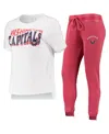 Concepts Sport Women's  Red, White Washington Capitals Resurgence Slub Burnout Raglan T-shirt And Jog In Red,white