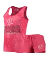 Concepts Sport Women's  Red Wisconsin Badgers Billboard Tie-dye Tank Top And Shorts Set In Red