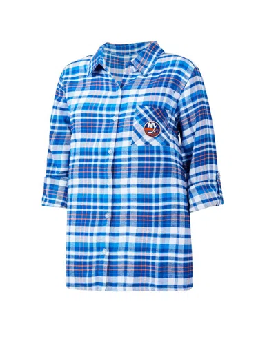 Concepts Sport Women's  Royal New York Islanders Mainstay Flannel Full-button Three-quarter Sleeve Ni