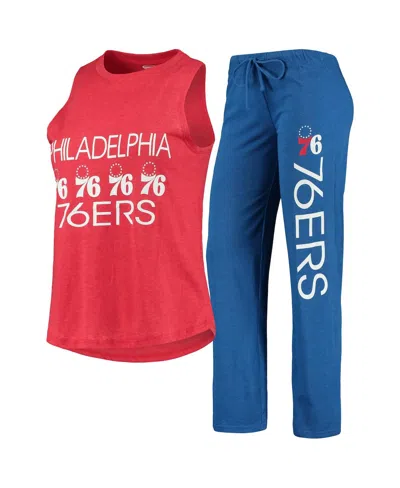 Concepts Sport Women's  Royal, Red Philadelphia 76ers Tank Top And Pants Sleep Set In Royal,red