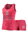 Concepts Sport Women's  Scarlet Ohio State Buckeyes Billboard Tie-dye Tank Top And Shorts Set In Scarlet