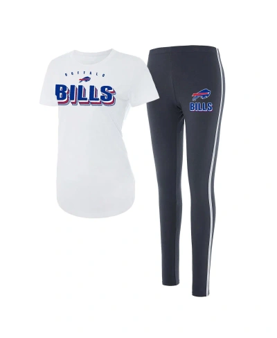 Concepts Sport Women's  White, Charcoal Buffalo Bills Sonata T-shirt And Leggings Set In White,charcoal