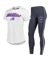 Concepts Sport Women's  White, Charcoal Buffalo Bills Sonata T-shirt And Leggings Sleep Set In White,charcoal