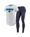 Concepts Sport Women's  White, Charcoal Carolina Panthers Sonata T-shirt And Leggings Sleep Set In White,charcoal