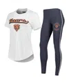 Concepts Sport Women's  White, Charcoal Chicago Bears Sonata T-shirt And Leggings Sleep Set In White,charcoal