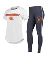 Concepts Sport Women's  White, Charcoal Cleveland Browns Sonata T-shirt And Leggings Sleep Set In White,charcoal