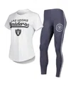 Concepts Sport Women's  White, Charcoal Las Vegas Raiders Sonata T-shirt And Leggings Sleep Set In White,charcoal