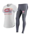 Concepts Sport Women's  White, Charcoal Montreal Canadiens Sonata T-shirt And Leggings Set In White,charcoal