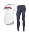 Concepts Sport Women's  White, Charcoal New England Patriots Sonata T-shirt And Leggings Sleep Set In White,charcoal