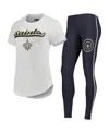 Concepts Sport Women's  White, Charcoal New Orleans Saints Sonata T-shirt And Leggings Sleep Set In White,charcoal