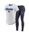 Concepts Sport Women's  White, Charcoal Tennessee Titans Sonata T-shirt And Leggings Sleep Set In White,charcoal