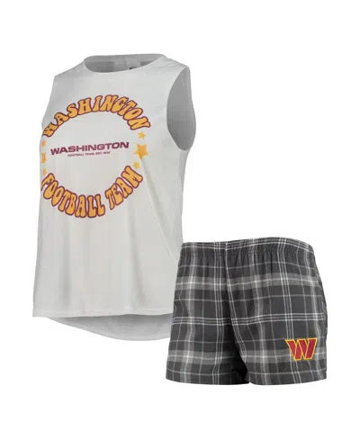 Concepts Sport Women's  White, Charcoal Washington Commanders Ultimate Tank Top And Shorts 2 Piece Sl In White,charcoal