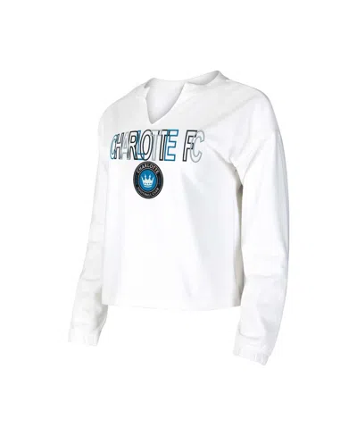 Concepts Sport Women's  White Charlotte Fc Sunray Notch Neck Long Sleeve T-shirt