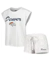 Concepts Sport Women's  White, Cream Denver Broncos Montana Knit T-shirt And Shorts Sleep Set In White,cream