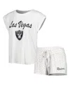 Concepts Sport Women's  White, Cream Las Vegas Raiders Montana Knit T-shirt And Shorts Sleep Set In White,cream