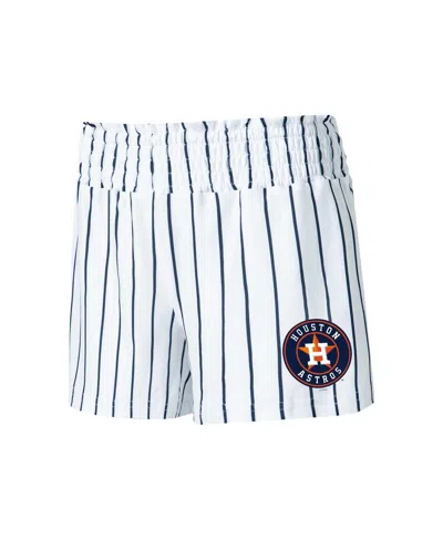 Concepts Sport Women's  White Houston Astros Reel Pinstripe Sleep Shorts