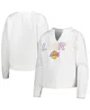 Concepts Sport Women's  White Los Angeles Lakers Sunray Notch Neck Long Sleeve T-shirt In White