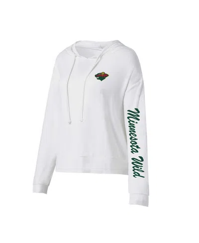 Concepts Sport Women's  White Minnesota Wild Accord Hacci Long Sleeve Hoodie T-shirt