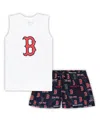 Concepts Sport Women's  White, Navy Boston Red Sox Plus Size Tank Top And Shorts Sleep Set In White,navy