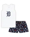 Concepts Sport Women's  White, Navy Detroit Tigers Plus Size Tank Top And Shorts Sleep Set In White,navy