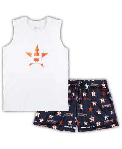 Concepts Sport Women's  White, Navy Houston Astros Plus Size Tank Top And Shorts Sleep Set In White,navy