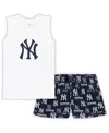 Concepts Sport Women's  White, Navy New York Yankees Plus Size Tank Top And Shorts Sleep Set In White,navy