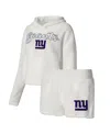 Concepts Sport Women's  White New York Giants Fluffy Pullover Sweatshirt And Shorts Sleep Set In White