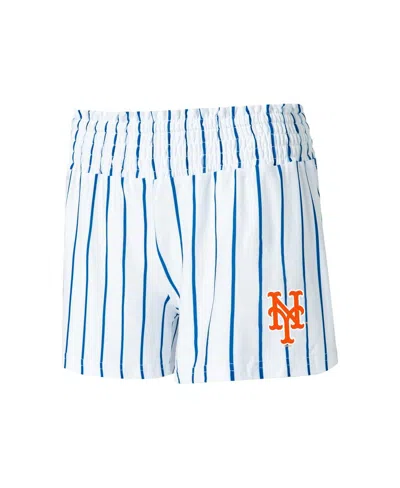 Concepts Sport Women's  White New York Mets Reel Pinstripe Sleep Shorts