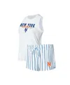 Concepts Sport Women's  White New York Mets Reel Pinstripe Tank Top And Shorts Sleep Set In White