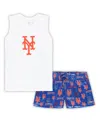 Concepts Sport Women's  White, Royal New York Mets Plus Size Tank Top And Shorts Sleep Set In White,royal