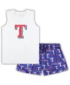 Concepts Sport Women's  White, Royal Texas Rangers Plus Size Tank Top And Shorts Sleep Set In White,royal