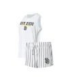 Concepts Sport Women's  White San Diego Padres Reel Pinstripe Tank Top And Shorts Sleep Set In White