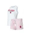 Concepts Sport Women's  White St. Louis Cardinals Reel Pinstripe Tank Top And Shorts Sleep Set In White