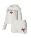 CONCEPTS SPORT WOMEN'S CONCEPTS SPORT WHITE TAMPA BAY BUCCANEERS FLUFFY PULLOVER SWEATSHIRT AND SHORTS SLEEP SET