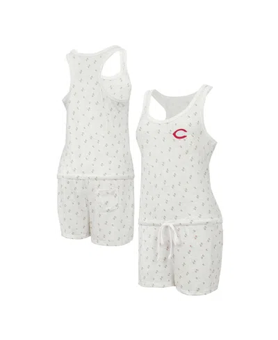 Concepts Sport Women's Cream Cincinnati Reds Gardner Hacci Knit Romper In White