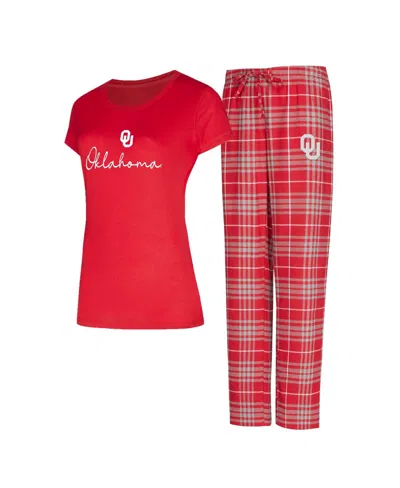 Concepts Sport Women's Crimson Oklahoma Sooners Vector T-shirt Flannel Pants Sleep Set