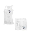 Concepts Sport Women's Dallas Cowboys Quartz Hacci Knit Tank Top Shorts Sleep Set In Cream Gray