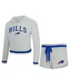 Concepts Sport Women's Gray Buffalo Bills Whitley Long Sleeve Hoodie Top Shorts Set In Multi