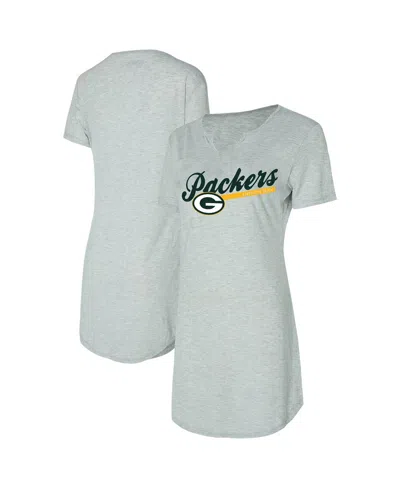 Concepts Sport Women's Gray Green Bay Packers Petition Knit Notch Neck Nightshirt