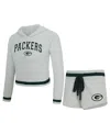 Concepts Sport Women's Gray Green Bay Packers Whitley Long Sleeve Hoodie Top Shorts Set In Gray