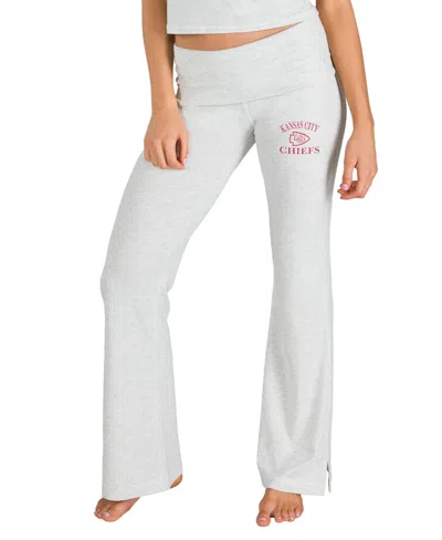 Concepts Sport Women's Gray Kansas City Chiefs Fray Flared Split Hem Pants In Multi