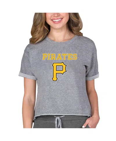 Concepts Sport Women's Gray Pittsburgh Pirates Tri-blend Mainstream Terry Short Sleeve Sweatshirt Top