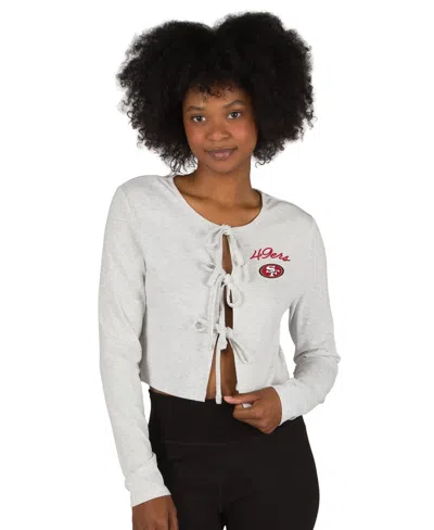 Concepts Sport Women's Gray San Francisco 49ers Fray Knit Long-sleeve Tie Front Top