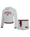 Concepts Sport Women's Gray Washington Commanders Whitley Long Sleeve Hoodie Top Shorts Set In White