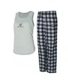 Concepts Sport Women's Gray/black New Orleans Saints Petition Tank Top And Pants Sleep Set In Gray,black