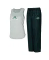 Concepts Sport Women's Gray/green New York Jets Petition Tank Top And Pants Sleep Set In Gray
