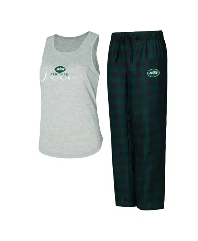 Concepts Sport Women's Gray/green New York Jets Petition Tank Top And Pants Sleep Set