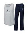 Concepts Sport Women's Gray/navy Dallas Cowboys Petition Tank Top And Pants Sleep Set In Gray,navy