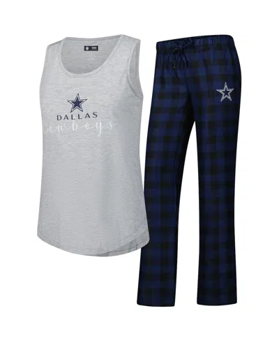 Concepts Sport Women's Gray/navy Dallas Cowboys Petition Tank Top And Pants Sleep Set In Gray,navy